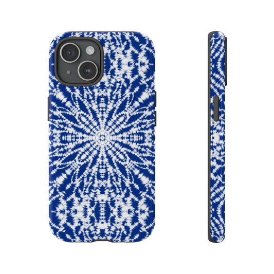 iPhone 16 and iPhone 15 Series - Blue and White Batik - Tough Phone Cases