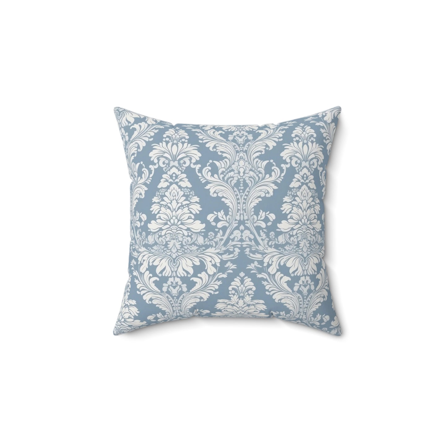 Blue Damask 18 - Beautiful, Shabby Chic, Boho, Fun - Faux Suede Square Pillow