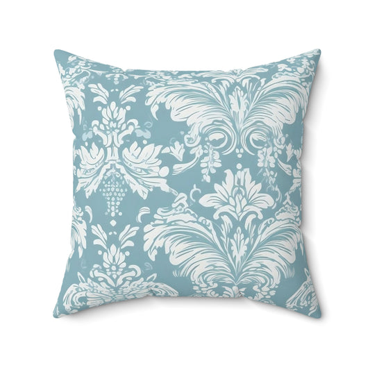 Blue Damask 6 - Beautiful, Shabby Chic, Boho, Fun - Faux Suede Square Pillow