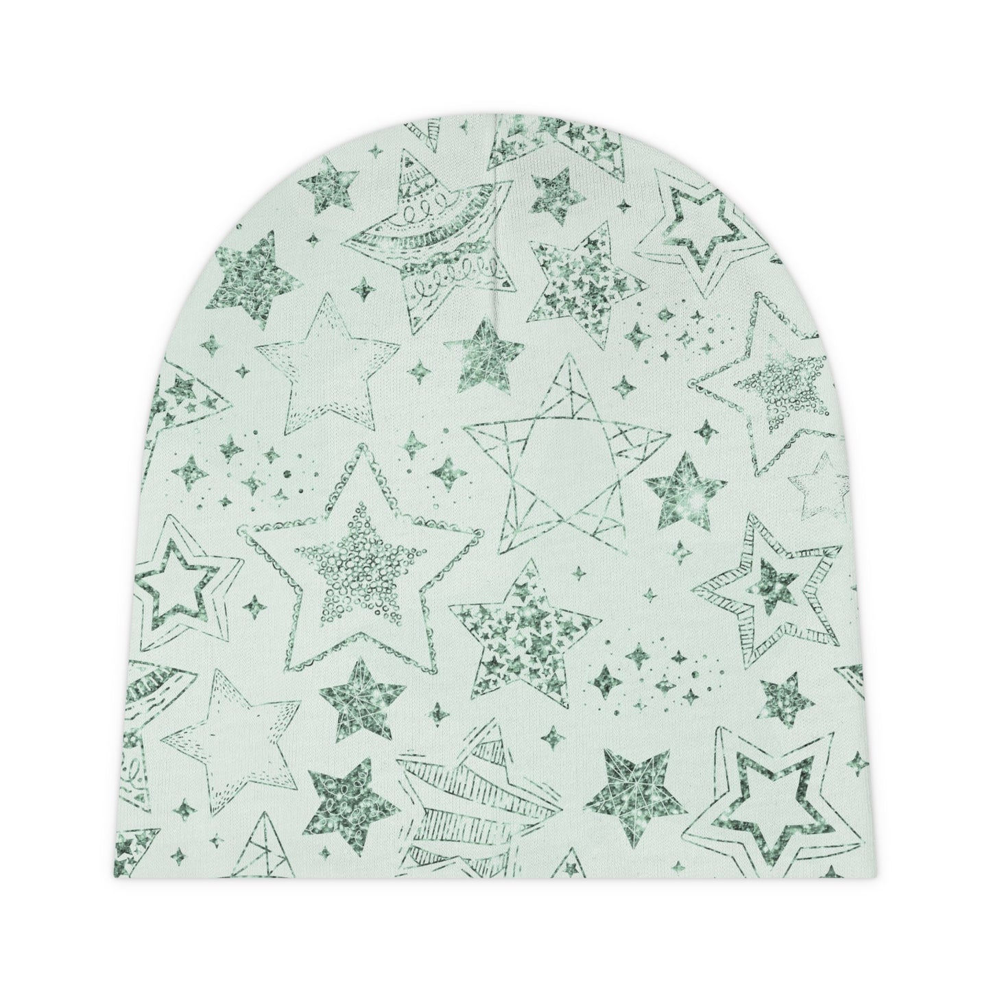 Green with Green Stars - Super Cute - Baby Beanie