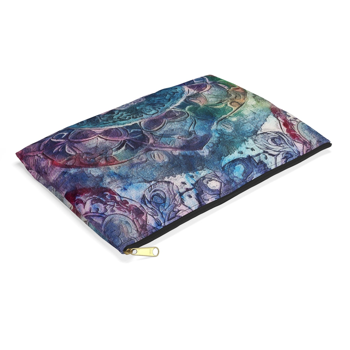 Blue Multicolor Batik - Accessory Pouch / Makeup Case / Travel Pouch / Pencil case / Art Case