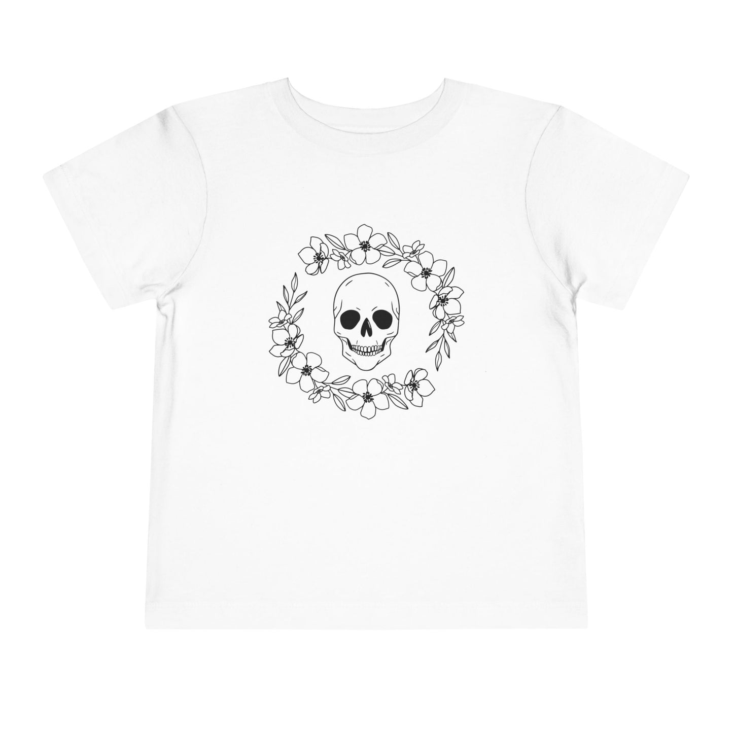 Halloween - Skull - Flower Wreath - Trick or Treat - Toddler Short Sleeve Tee