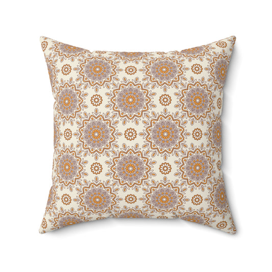 Boho Mandala Pattern 15 - Faux Suede Square Pillow