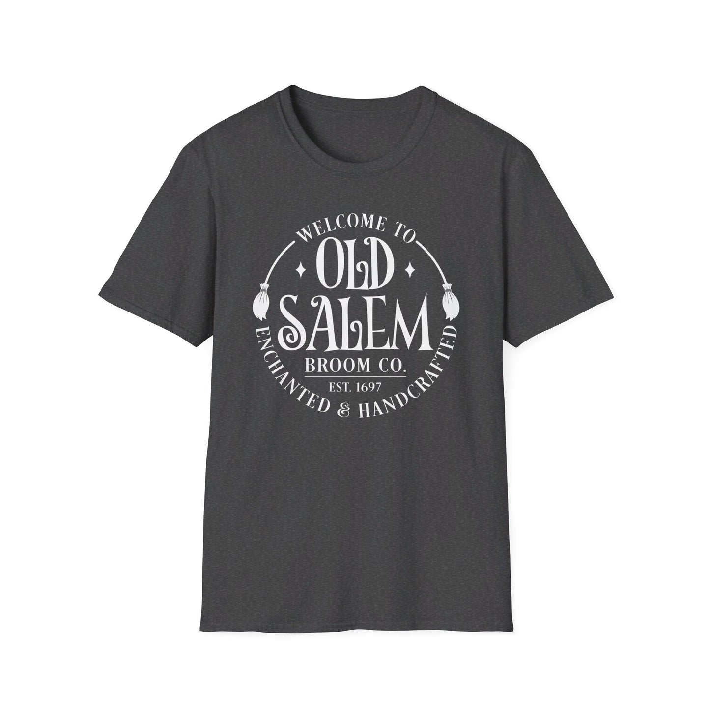 Halloween - Old Salem Broom Co - Enchanted - Handcrafted - Witches - Trick or Treat - Vintage - Unisex Softstyle T-Shirt