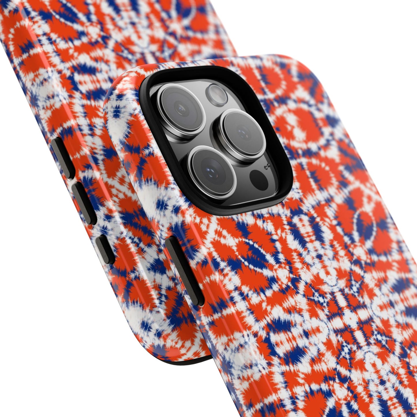 iPhone 16 and iPhone 15 Series - Orange and Blue Batik - Tough Phone Cases