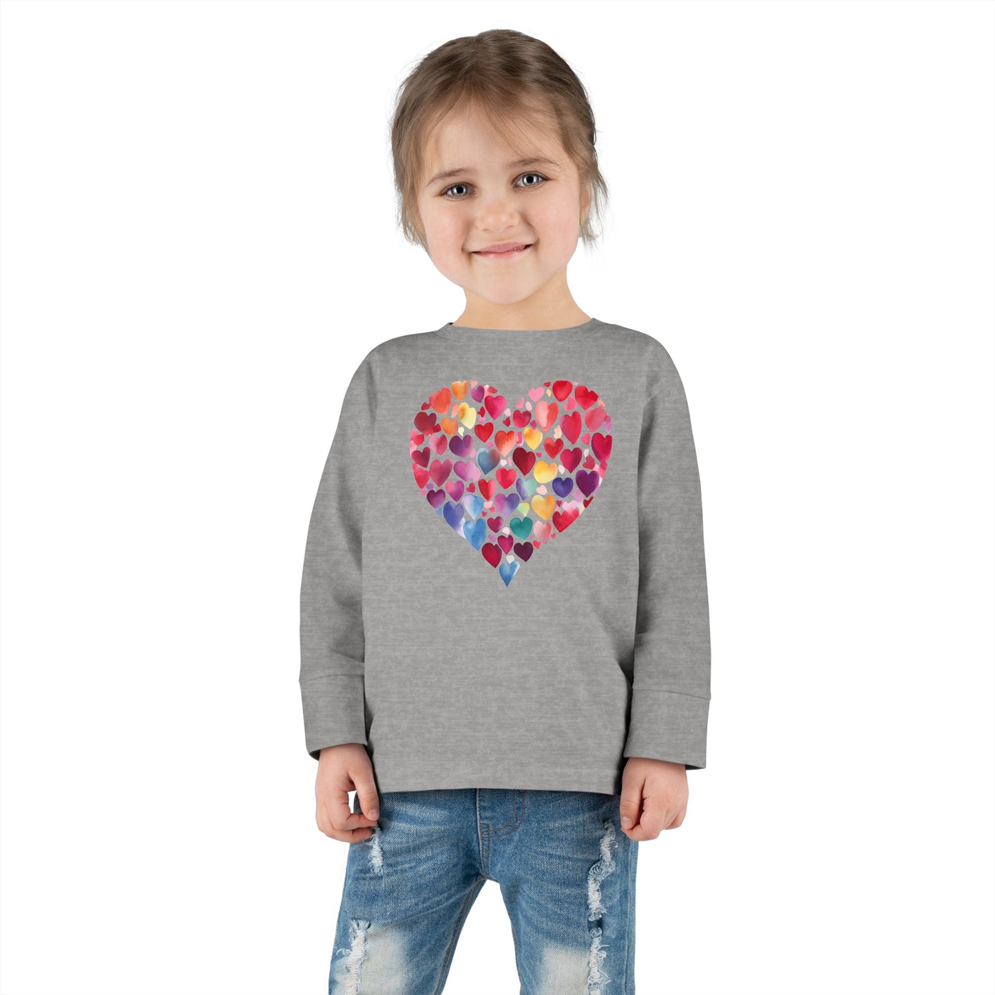 Heart of Hearts - Watercolor 7 - Toddler Long Sleeve Tee