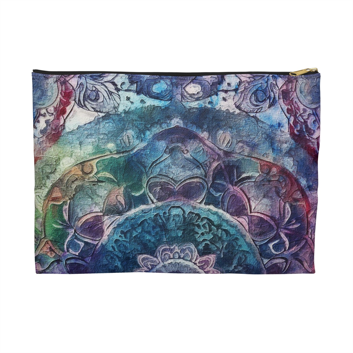 Blue Multicolor Batik - Accessory Pouch / Makeup Case / Travel Pouch / Pencil case / Art Case