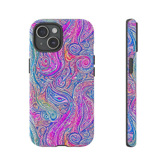 iPhone 16 and iPhone 15 Series - Abstract Swirl Purple, Blue, Orange, Green - Tough Phone Cases