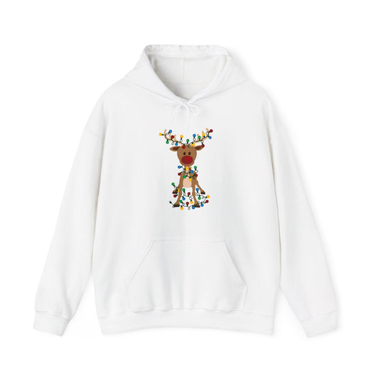 Reindeer Covered in Christmas Lights - Funny Christmas - Unisex Heavy Blend™ Hooded Sweatshirt