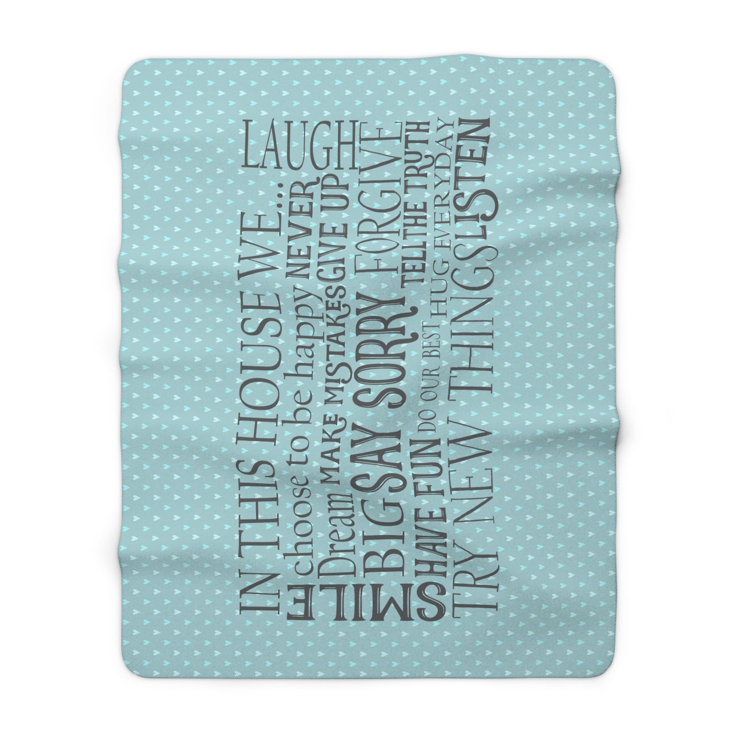 Beautiful, Cozy, Soft - Amazing - Teal Paris Hearts 2 - In This House We... - Inspirational Quote - Sherpa Fleece Blanket