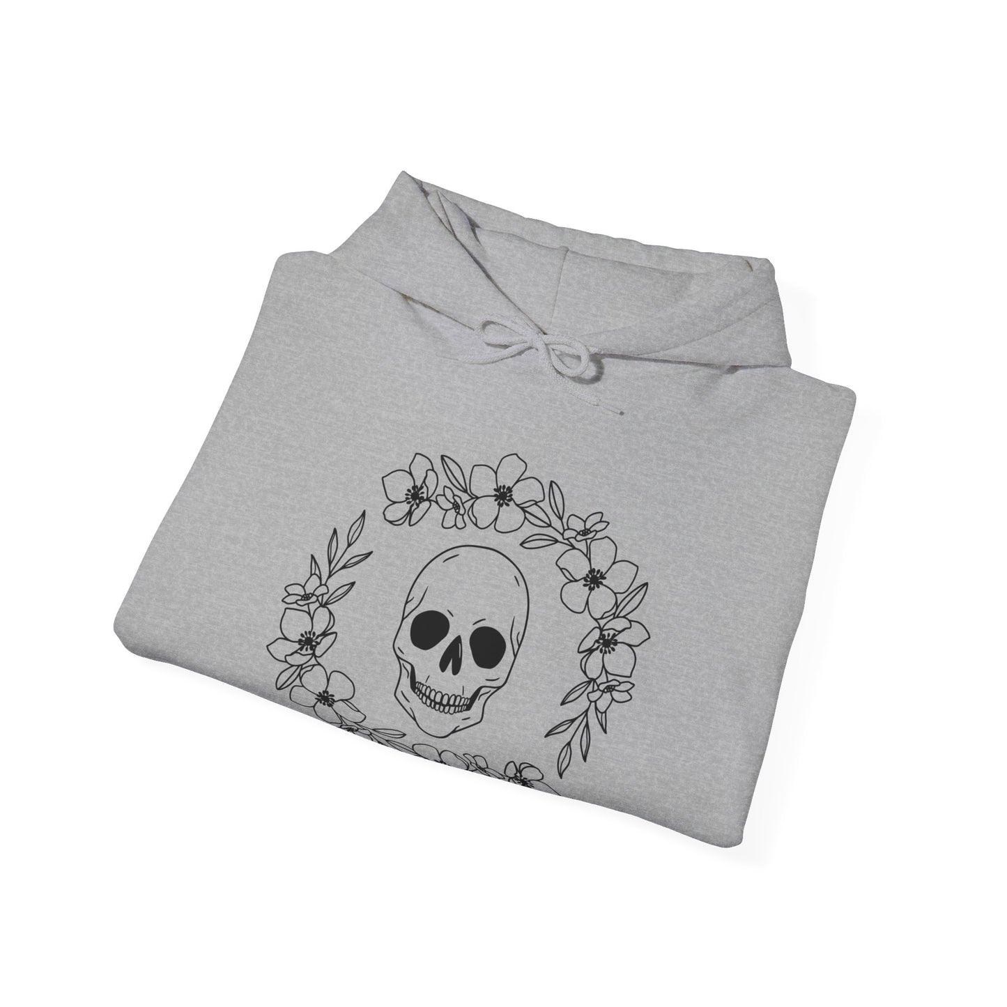 Halloween - Skull - Flower Wreath - Trick or Treat - Unisex Heavy Blend Hooded Sweatshirt