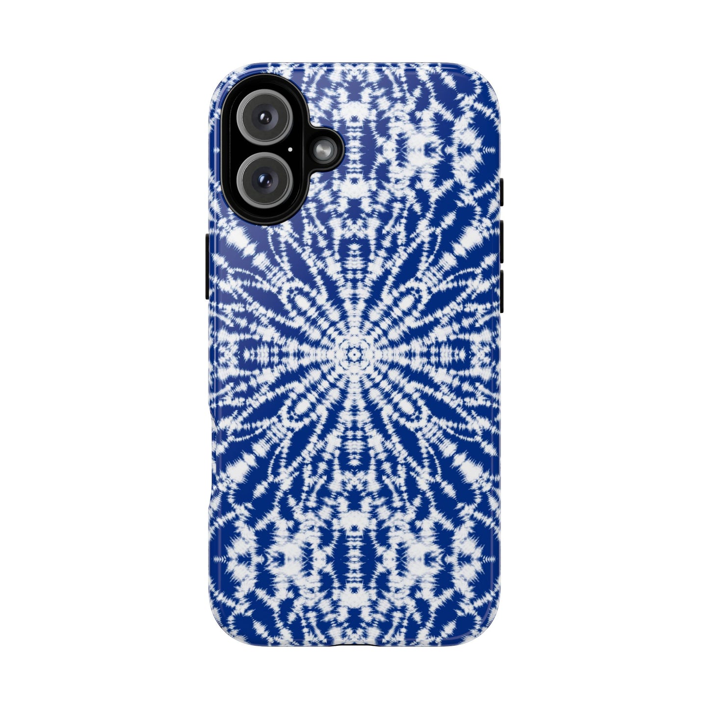 iPhone 16 and iPhone 15 Series - Blue and White Batik - Tough Phone Cases