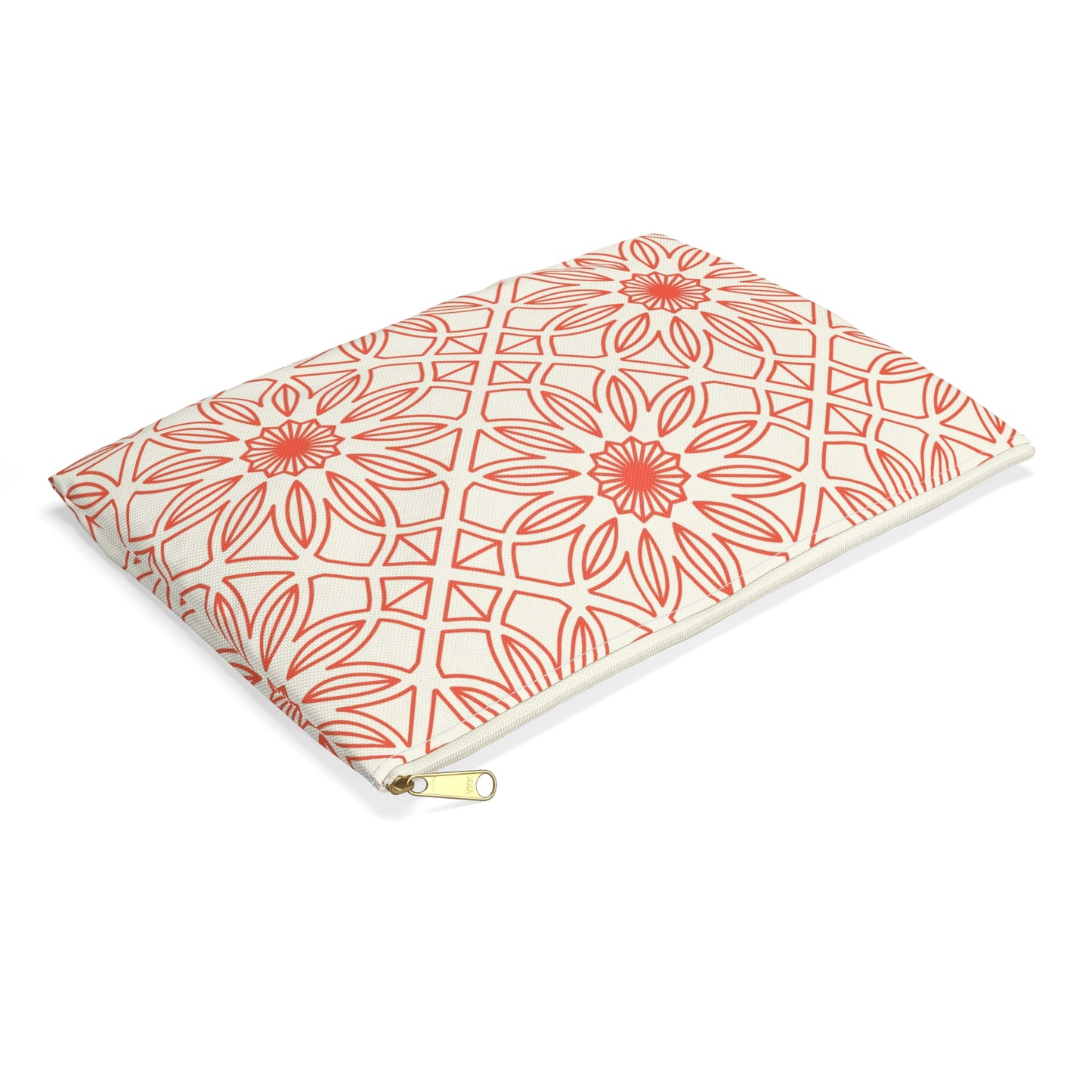 Geometric Orange Flowers - Accessory Pouch / Makeup Case / Travel Pouch / Pencil case / Art Case