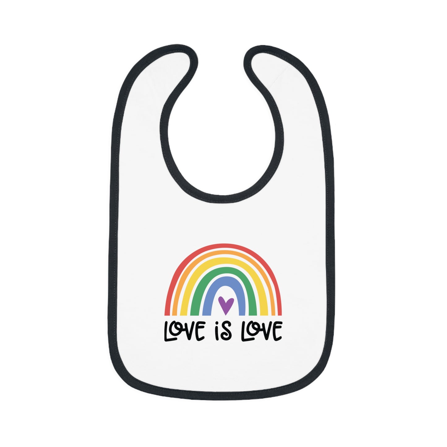 Love is Love - Boho Rainbow - Pride - LGBTQ - Baby Contrast Trim Jersey Bib