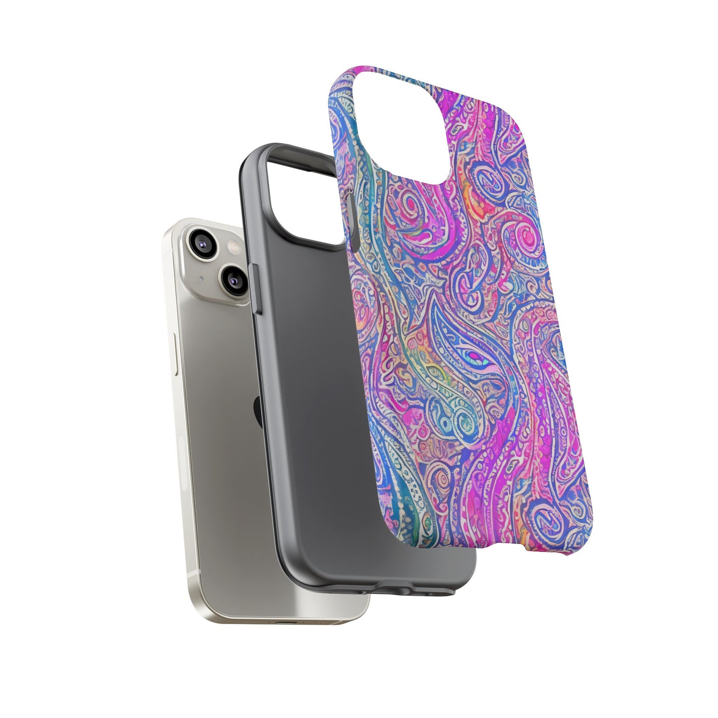 iPhone 14, iPhone 14 Pro, iPhone 14 Plus, iPhone 14 Pro Max - Abstract Swirl Purple, Blue, Orange, Green - Tough Phone Cases