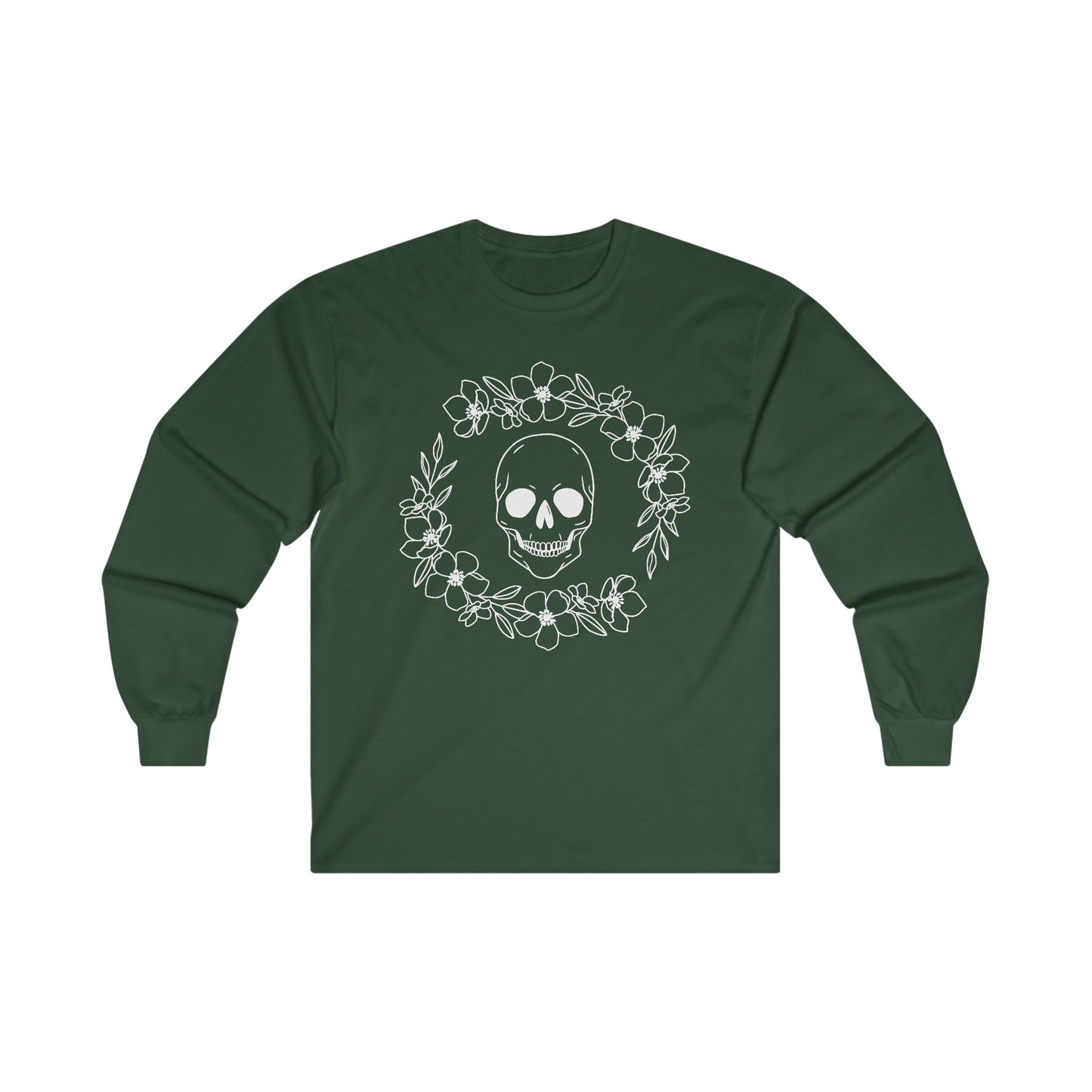 Halloween - Skull - Flower Wreath - Trick or Treat - Ultra Cotton Long Sleeve Tee