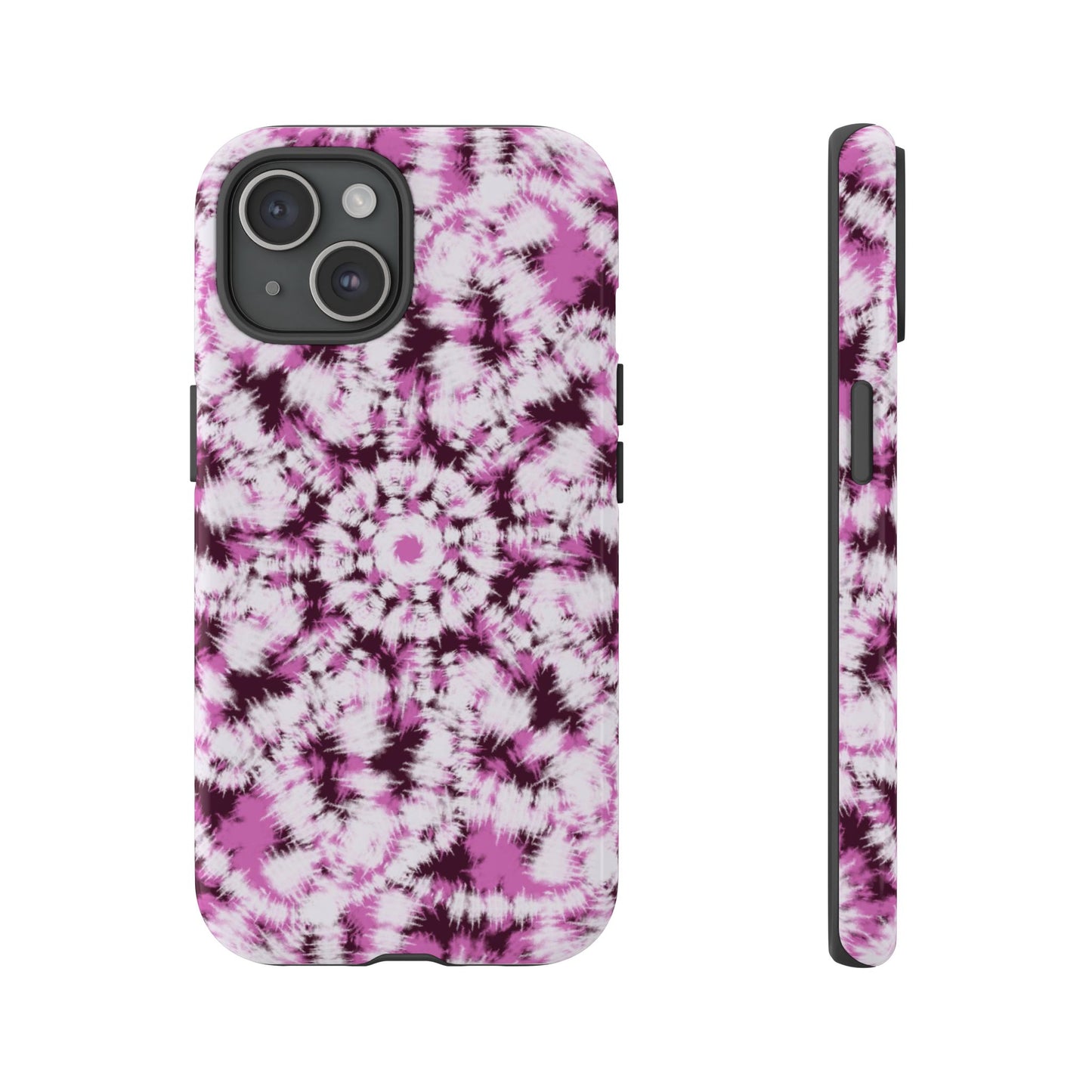 iPhone 16 and iPhone 15 Series - Purple and White Batik - Tough Phone Cases