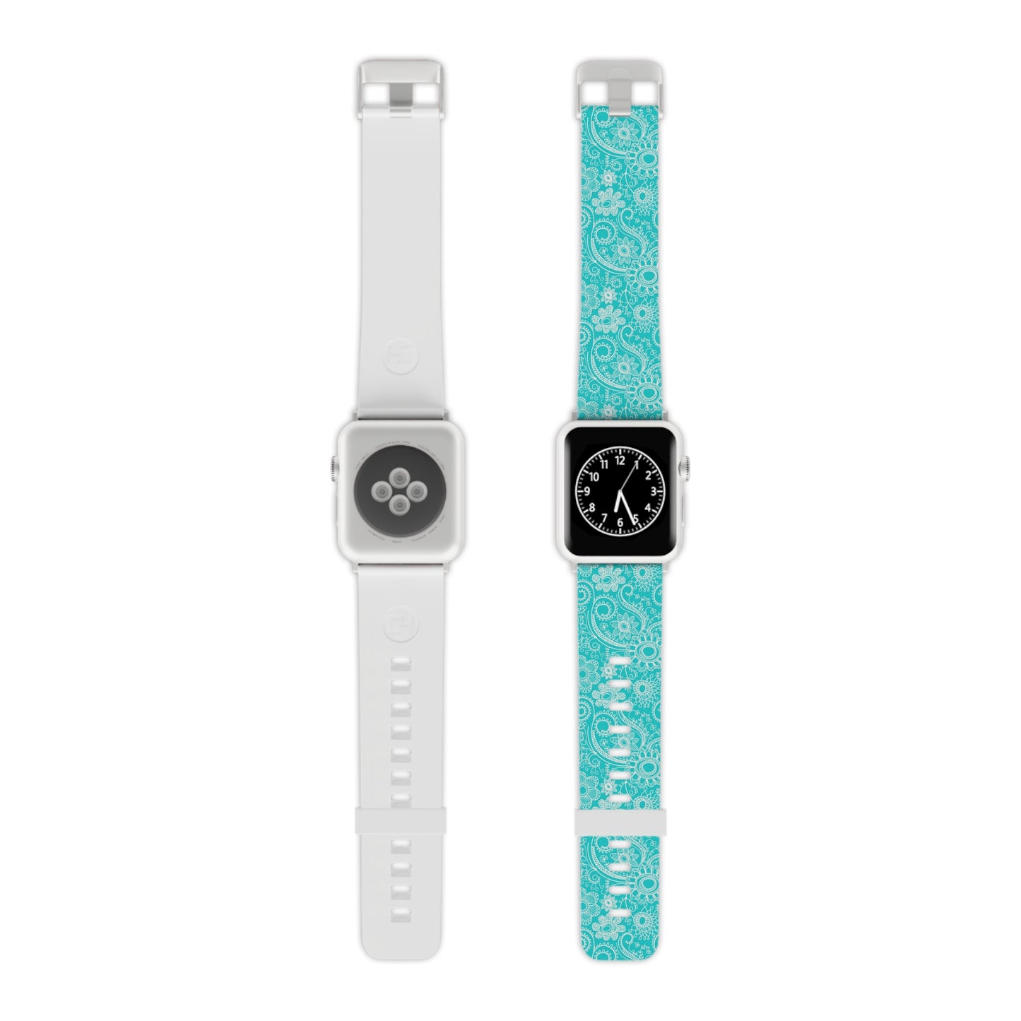 Teal and White Flowers - Watch Band for Apple Watch