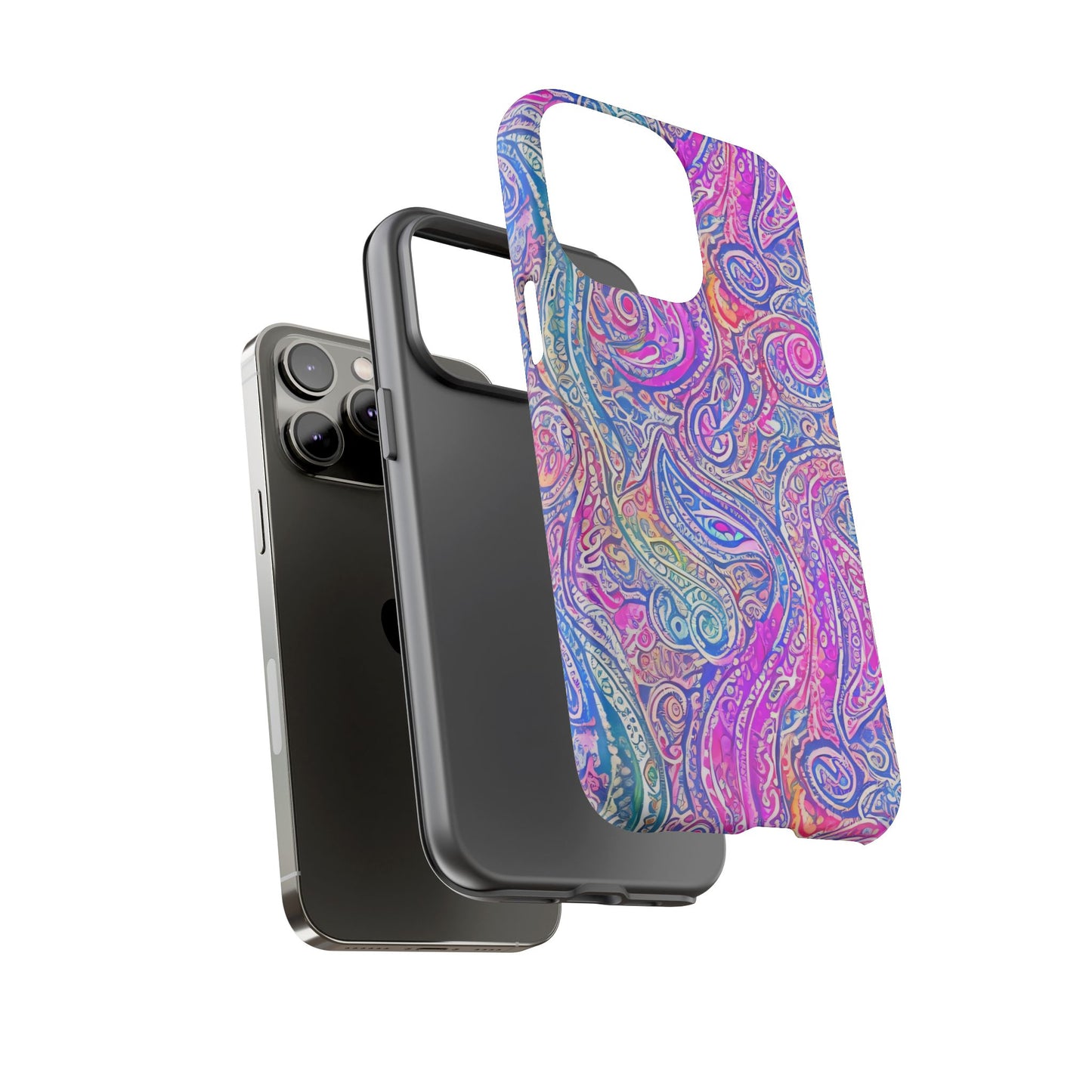 iPhone 14, iPhone 14 Pro, iPhone 14 Plus, iPhone 14 Pro Max - Abstract Swirl Purple, Blue, Orange, Green - Tough Phone Cases