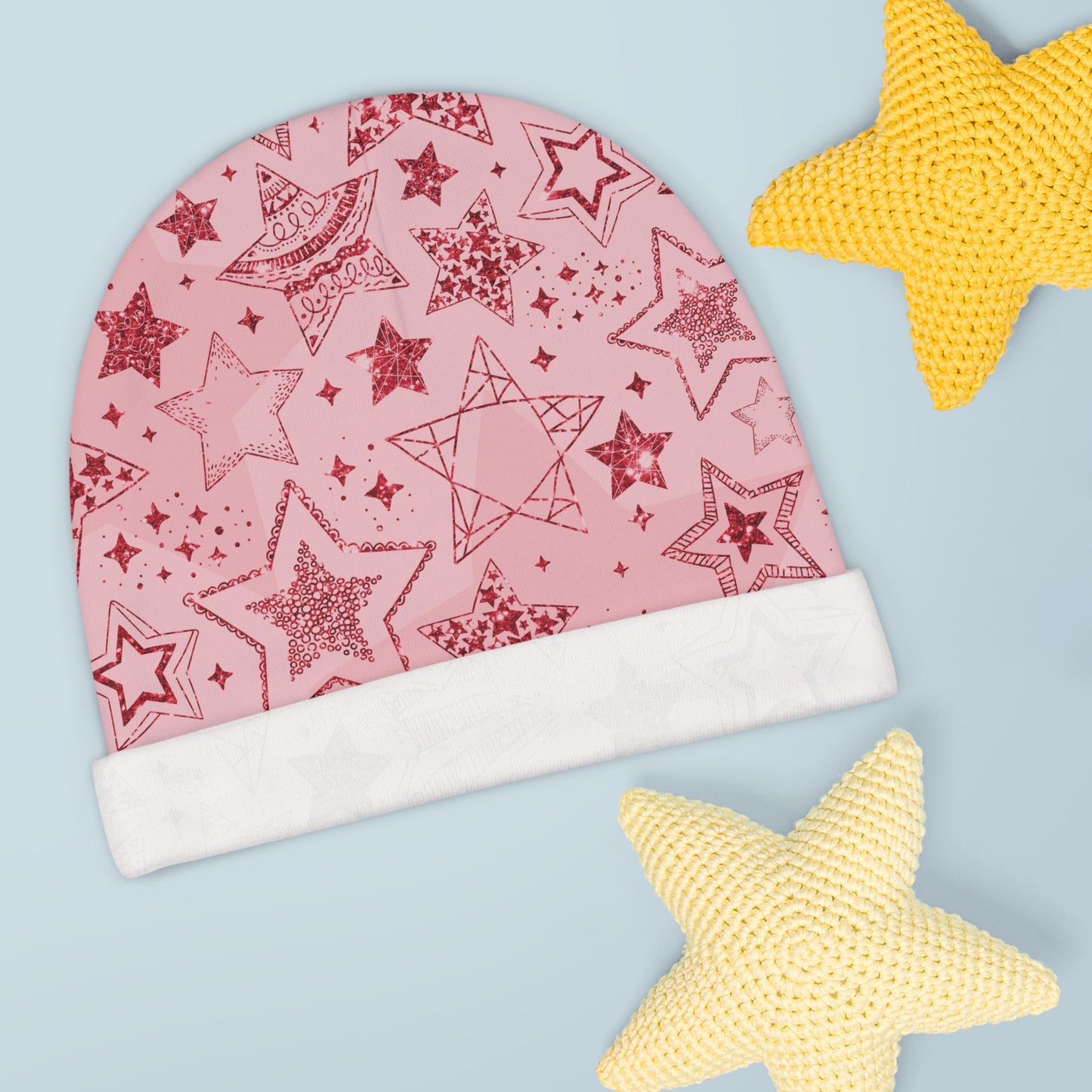 Red with Red Stars - Super Cute - Baby Beanie