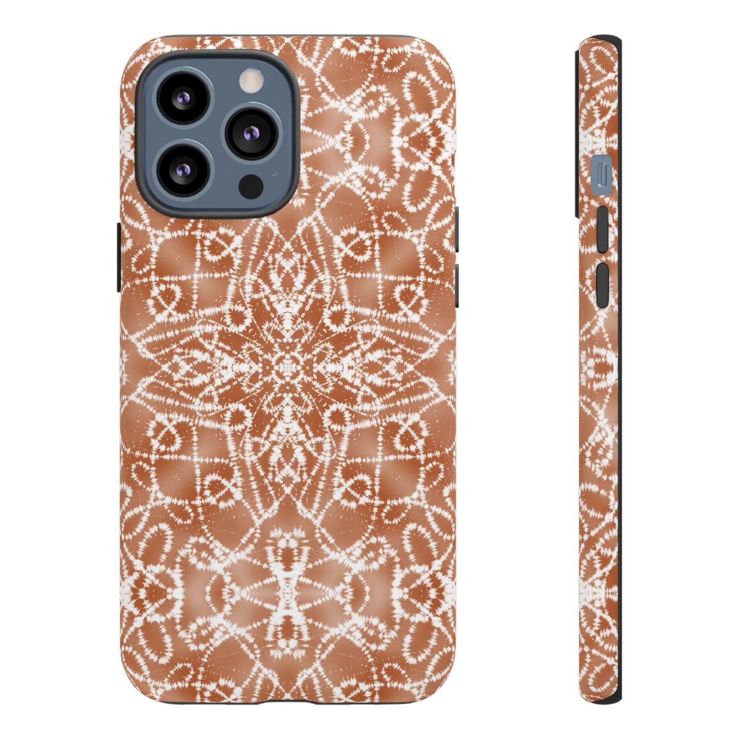 iPhone 13, 1Phone 13 Mini, iPhone 13 Pro, iPhone 13 Pro Max - Tan and White Batik - Tough Phone Cases