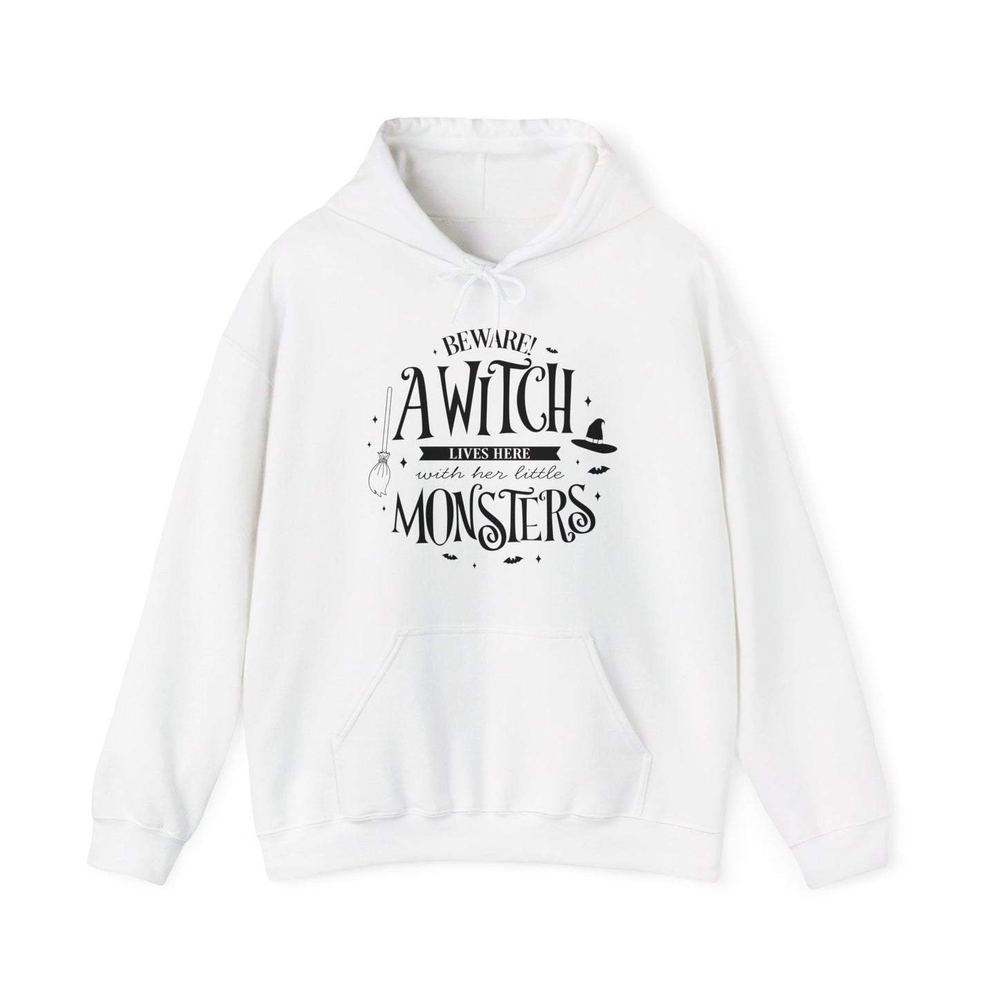 Halloween - A Witch Lives Here with Her Little Monsters - Trick or Treat - Unisex Heavy Blend™ Hooded Sweatshirt