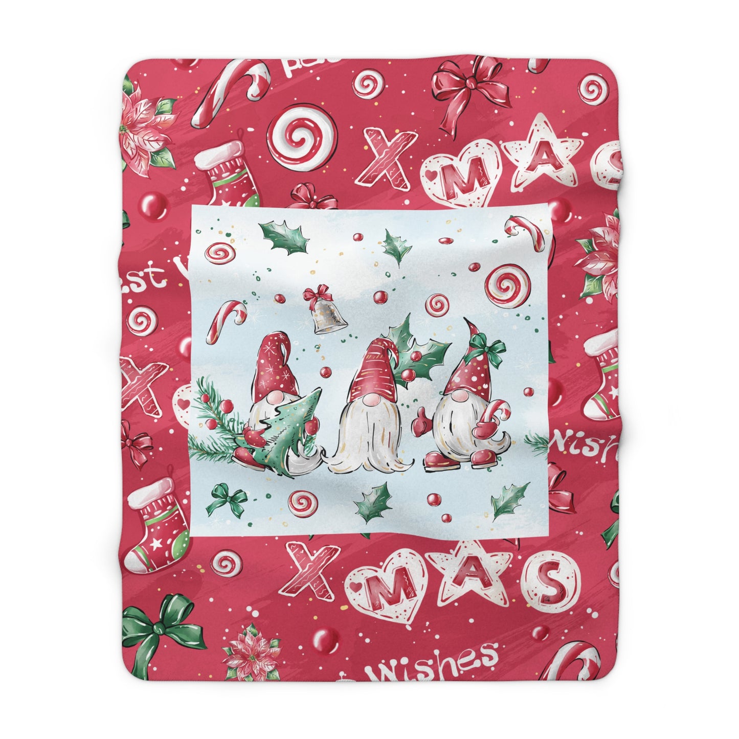 Christmas Gnomes, Hot Chocolate, Trees - Funny Christmas - Sherpa Fleece Blanket