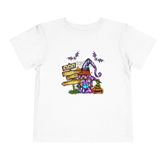 Halloween - Trick or Treat - Gnomes - Witch - Bats - Pumpkin - Toddler Short Sleeve Tee