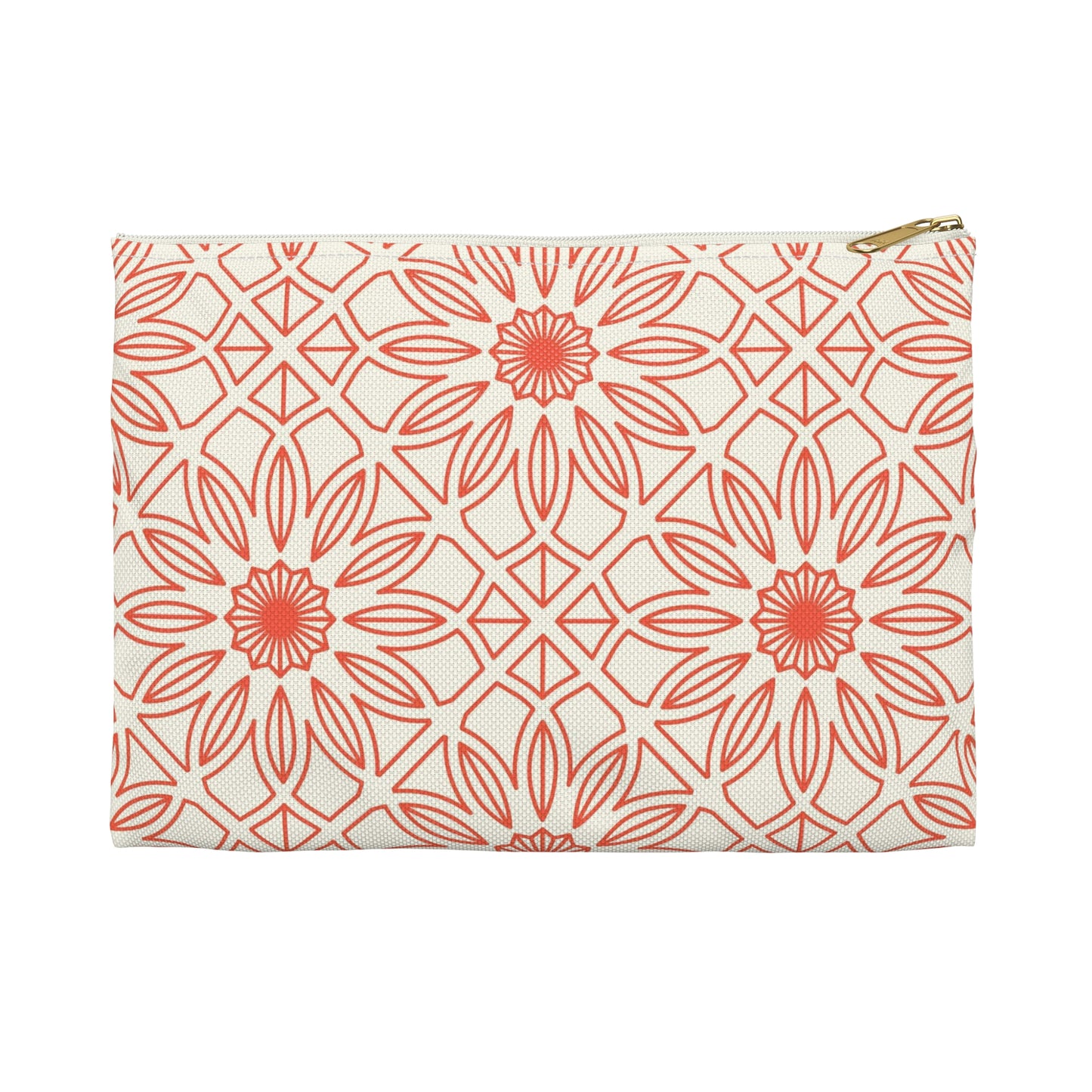 Geometric Orange Flowers - Accessory Pouch / Makeup Case / Travel Pouch / Pencil case / Art Case