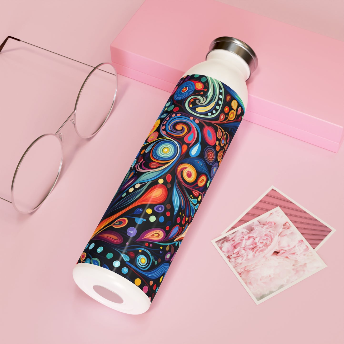 Colorful Psychedelic Swirls 1.10 - Slim Water Bottle - Stainless Steel - 20oz