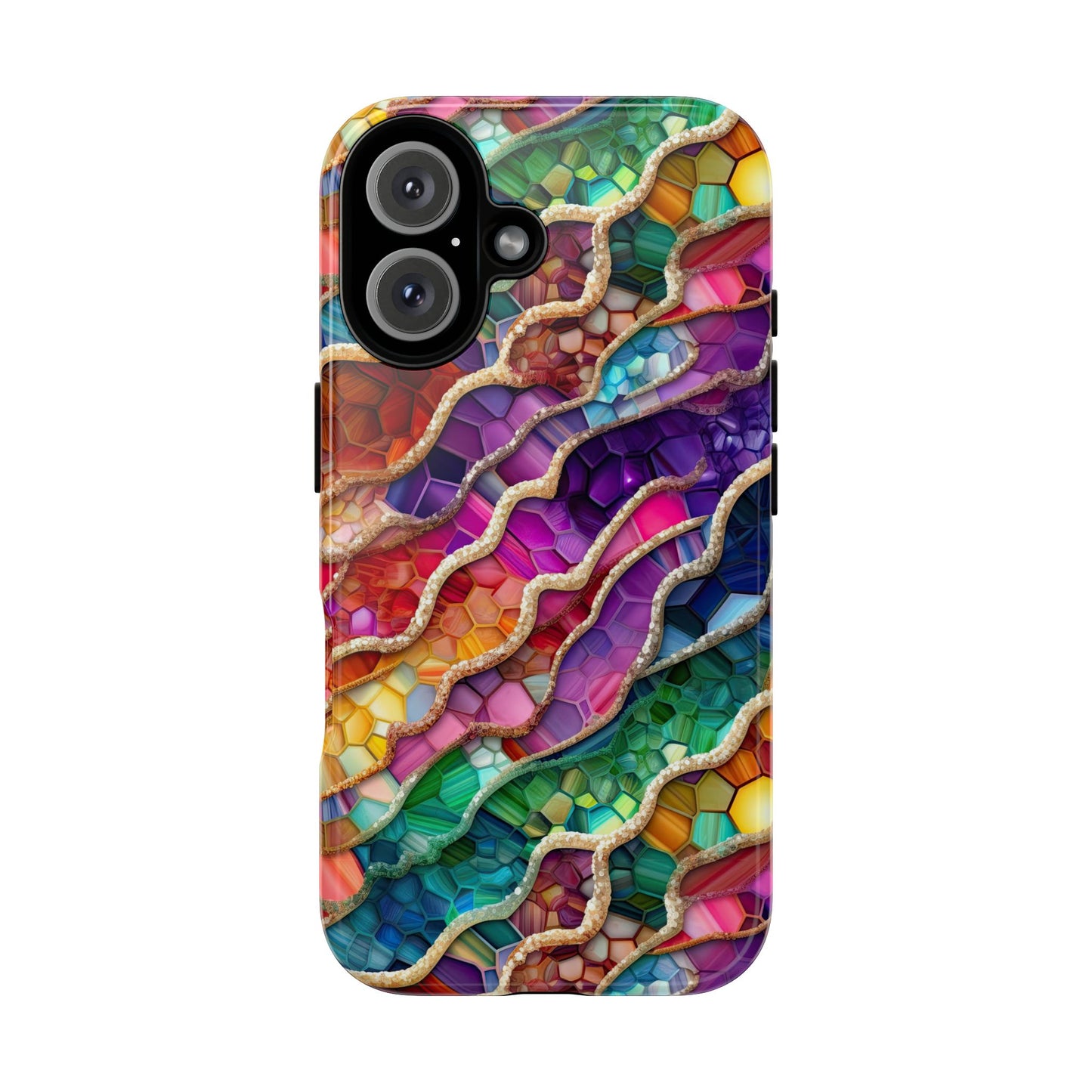 iPhone 16 and iPhone 15 Series - Rainbow Abstract Acrylic - Tough Phone Cases