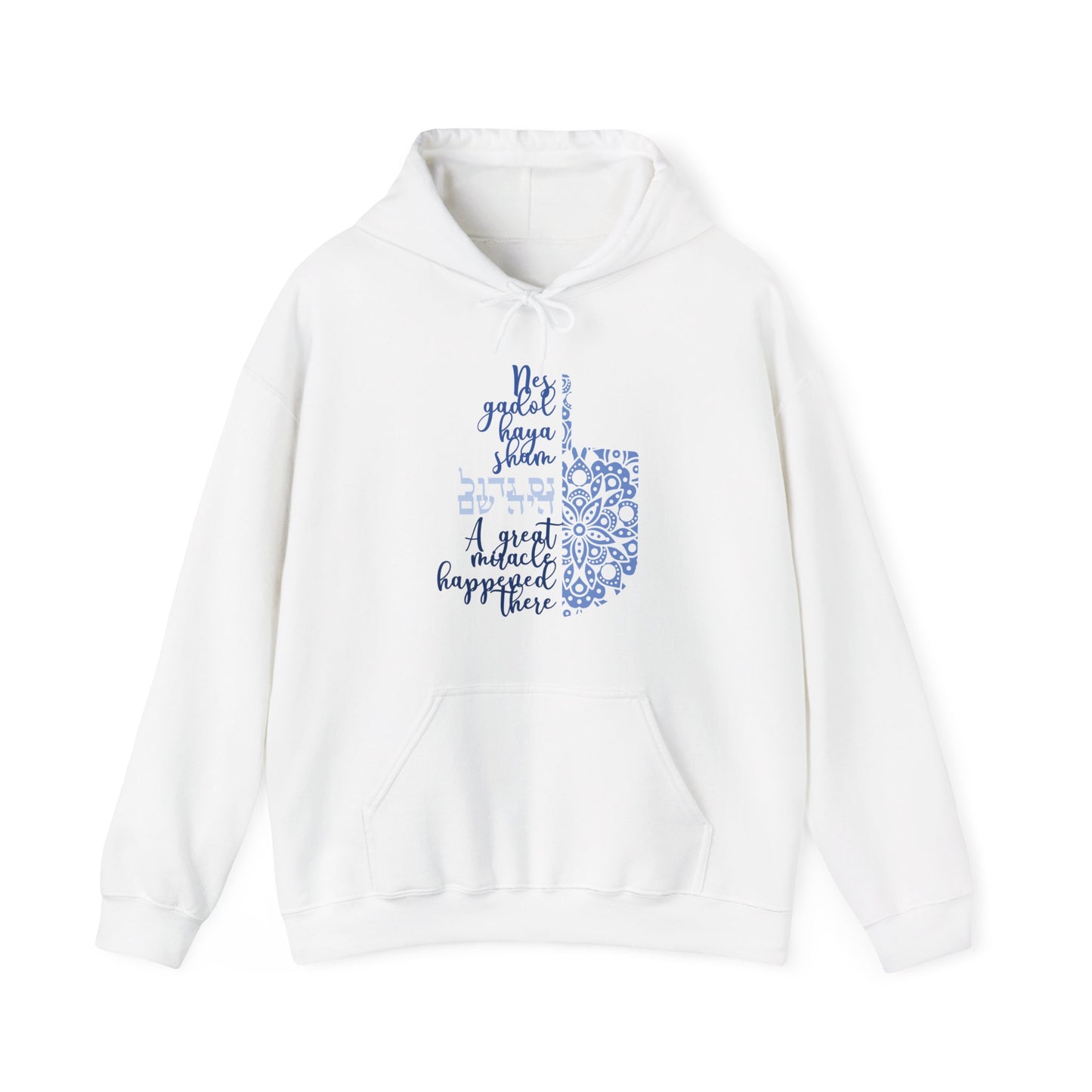 Hanukkah Saying - A Great Miracle Happened There - Dreidel, Flowers - Celebrate Hanukkah - Unisex Heavy Blend™ Hooded Sweatshirt