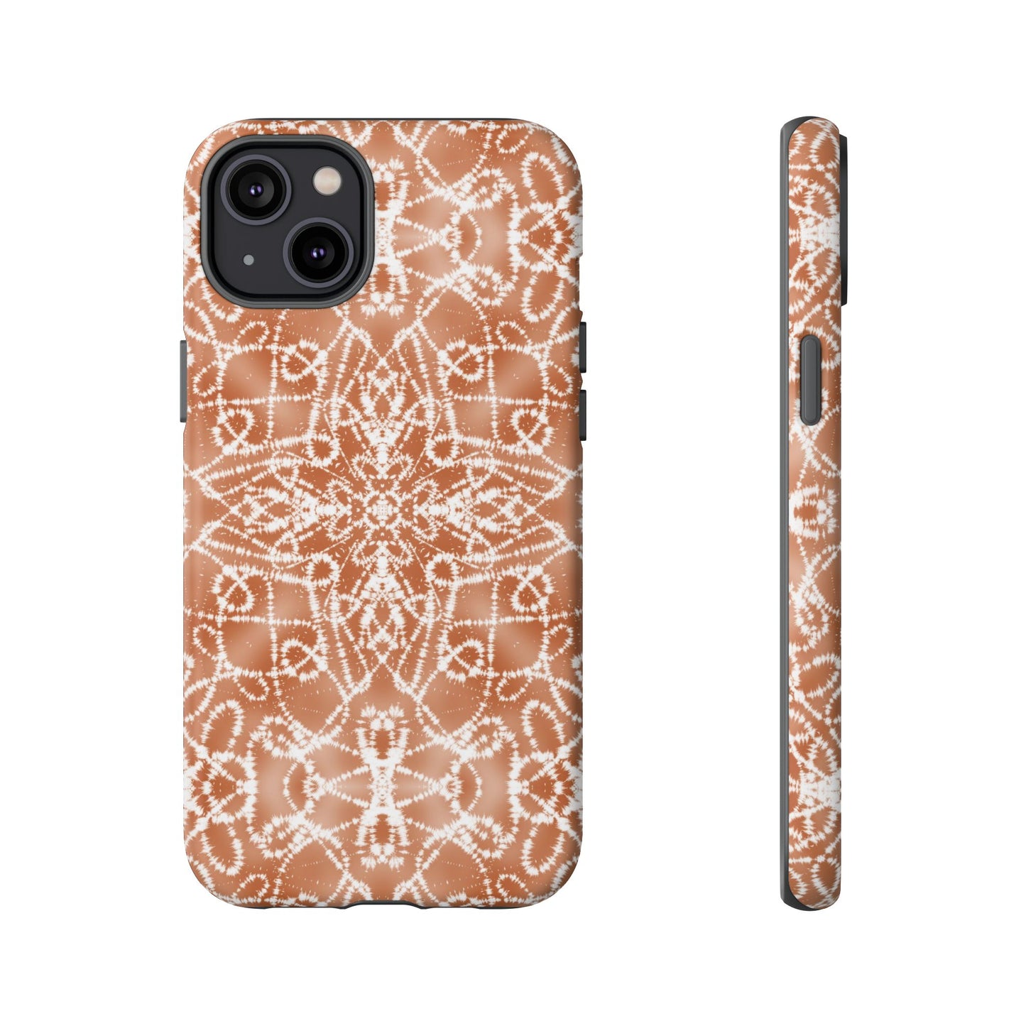 iPhone 14, 1Phone 14 Pro, iPhone 14 Plus, iPhone 14 Pro Max - Tan and White Batik - Tough Phone Cases