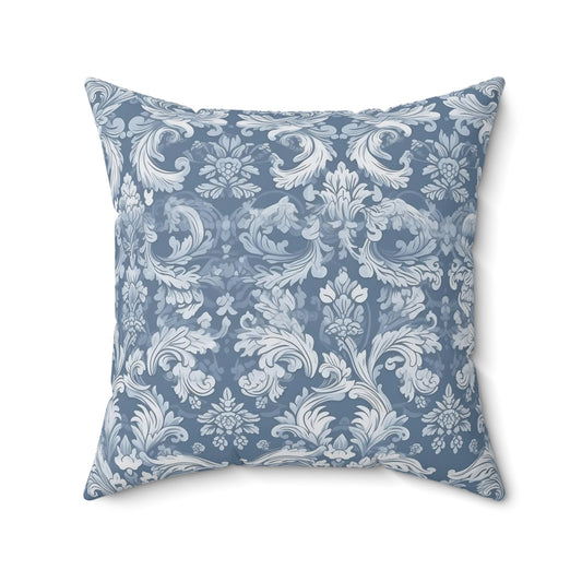 Blue Damask 19 - Beautiful, Shabby Chic, Boho, Fun - Faux Suede Square Pillow