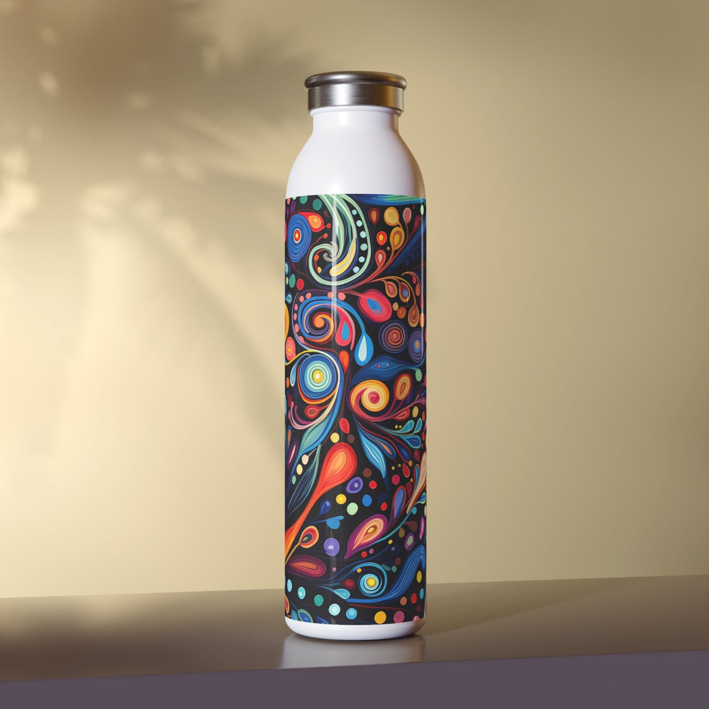 Colorful Psychedelic Swirls 1.10 - Slim Water Bottle - Stainless Steel - 20oz