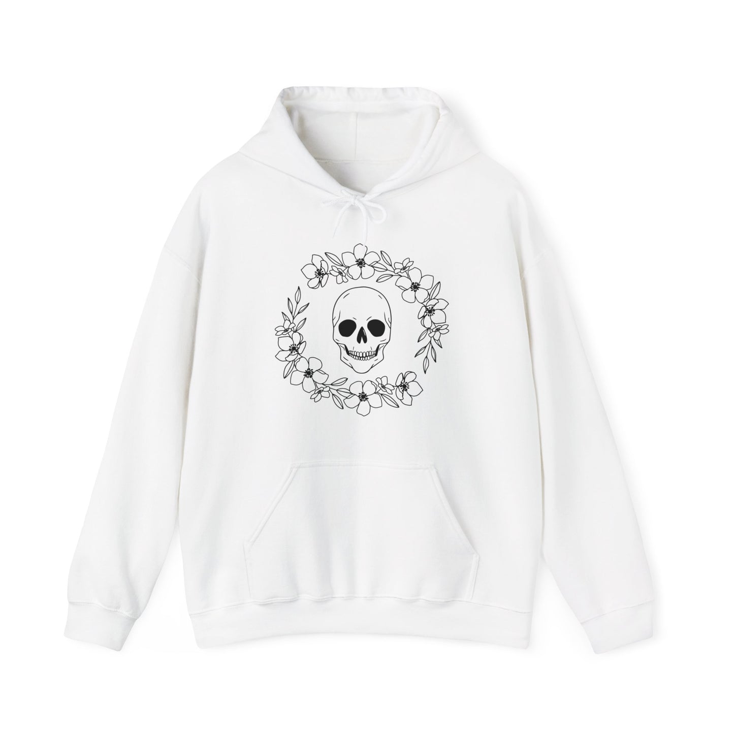 Halloween - Skull - Flower Wreath - Trick or Treat - Unisex Heavy Blend Hooded Sweatshirt