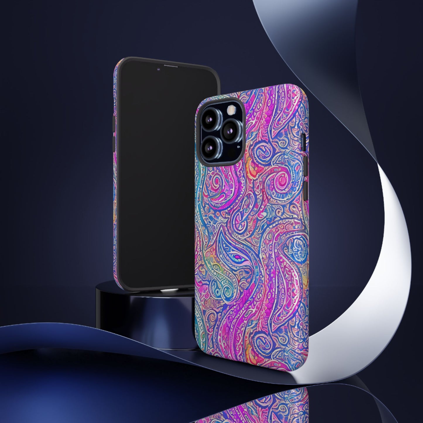 iPhone 13, iPhone 13 Mini, iPhone 13 Pro, iPhone 13 Pro Max - Abstract Swirl Purple, Blue, Orange, Green - Tough Phone Cases