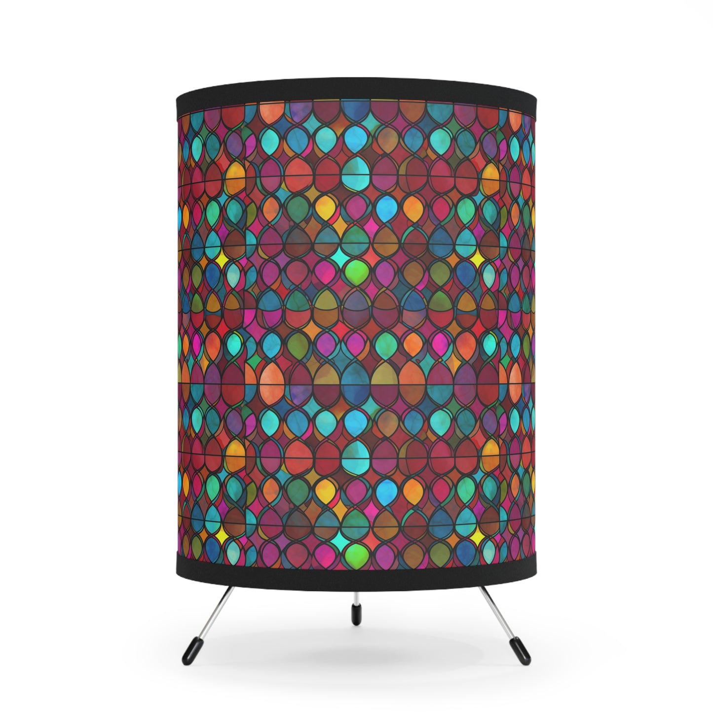 Stained Glass Mosaic Print - Tripod Lamp with High-Res Printed Shade, US\CA plug