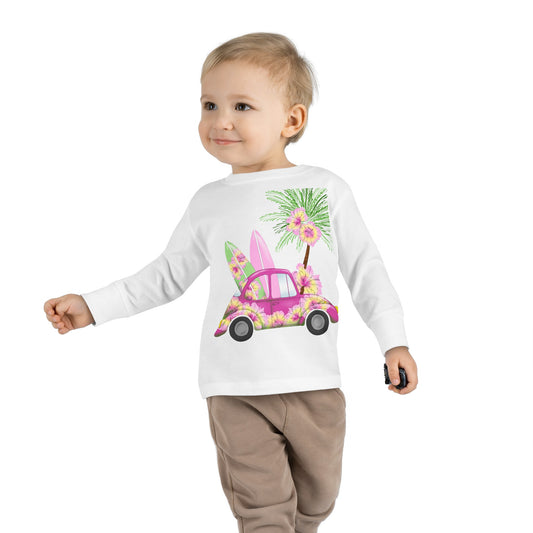 Surf's Up Pink - Toddler Long Sleeve Tee