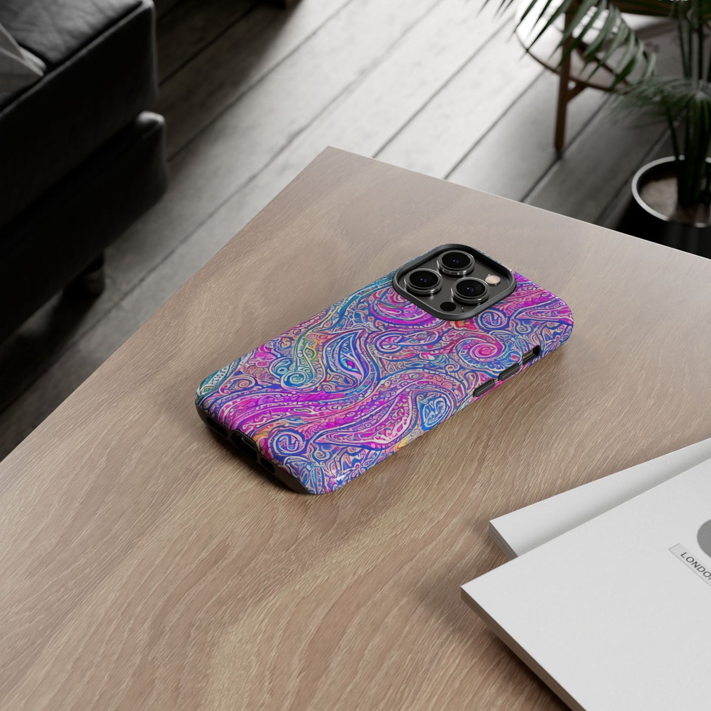 iPhone 14, iPhone 14 Pro, iPhone 14 Plus, iPhone 14 Pro Max - Abstract Swirl Purple, Blue, Orange, Green - Tough Phone Cases