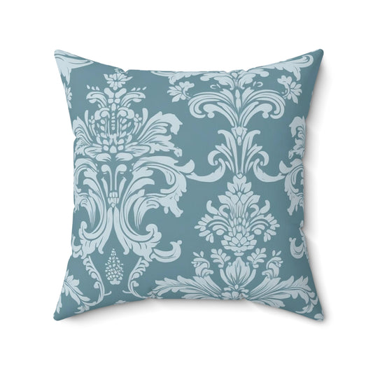 Blue Damask 7 - Beautiful, Shabby Chic, Boho, Fun - Faux Suede Square Pillow