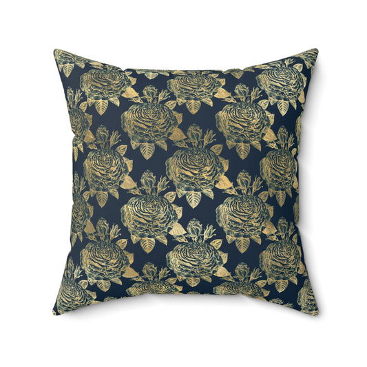 Blue and Gold Paris Pattern 7 - Faux Suede Square Pillow