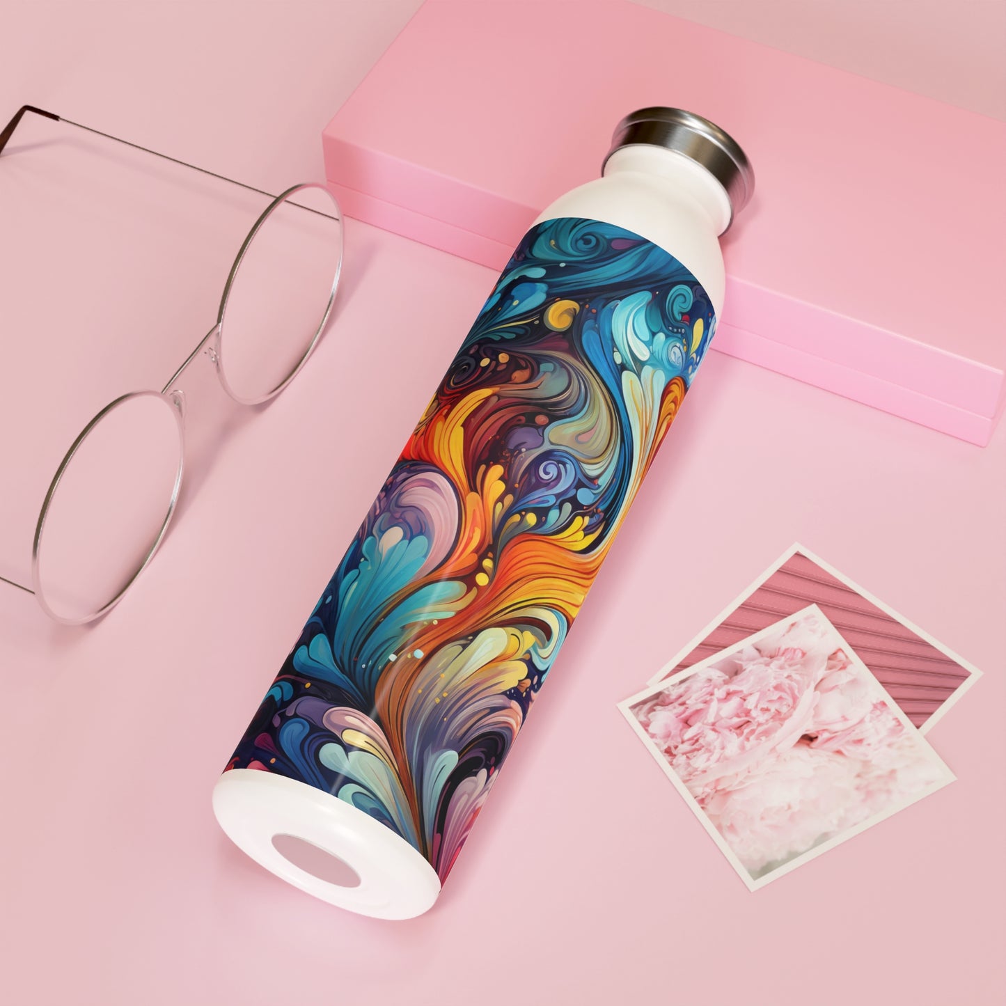 Rainbow Paisley 1.7 - Slim Water Bottle - Stainless Steel - 20oz