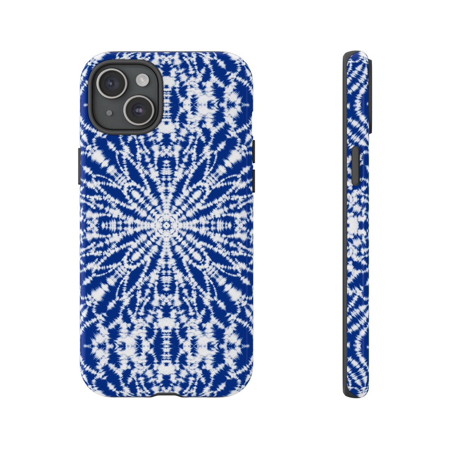 iPhone 16 and iPhone 15 Series - Blue and White Batik - Tough Phone Cases