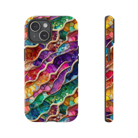 iPhone 16 and iPhone 15 Series - Rainbow Abstract Acrylic - Tough Phone Cases