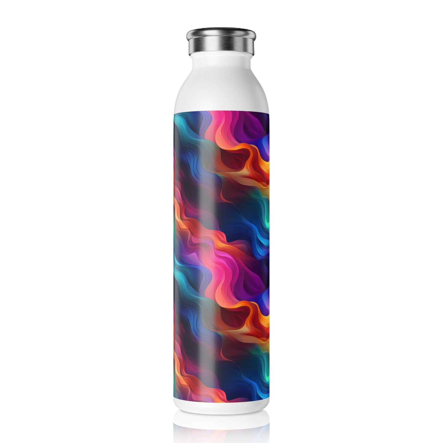 Wavy Rainbow 1.7 - Diagonal - Slim Water Bottle - Stainless Steel - 20oz