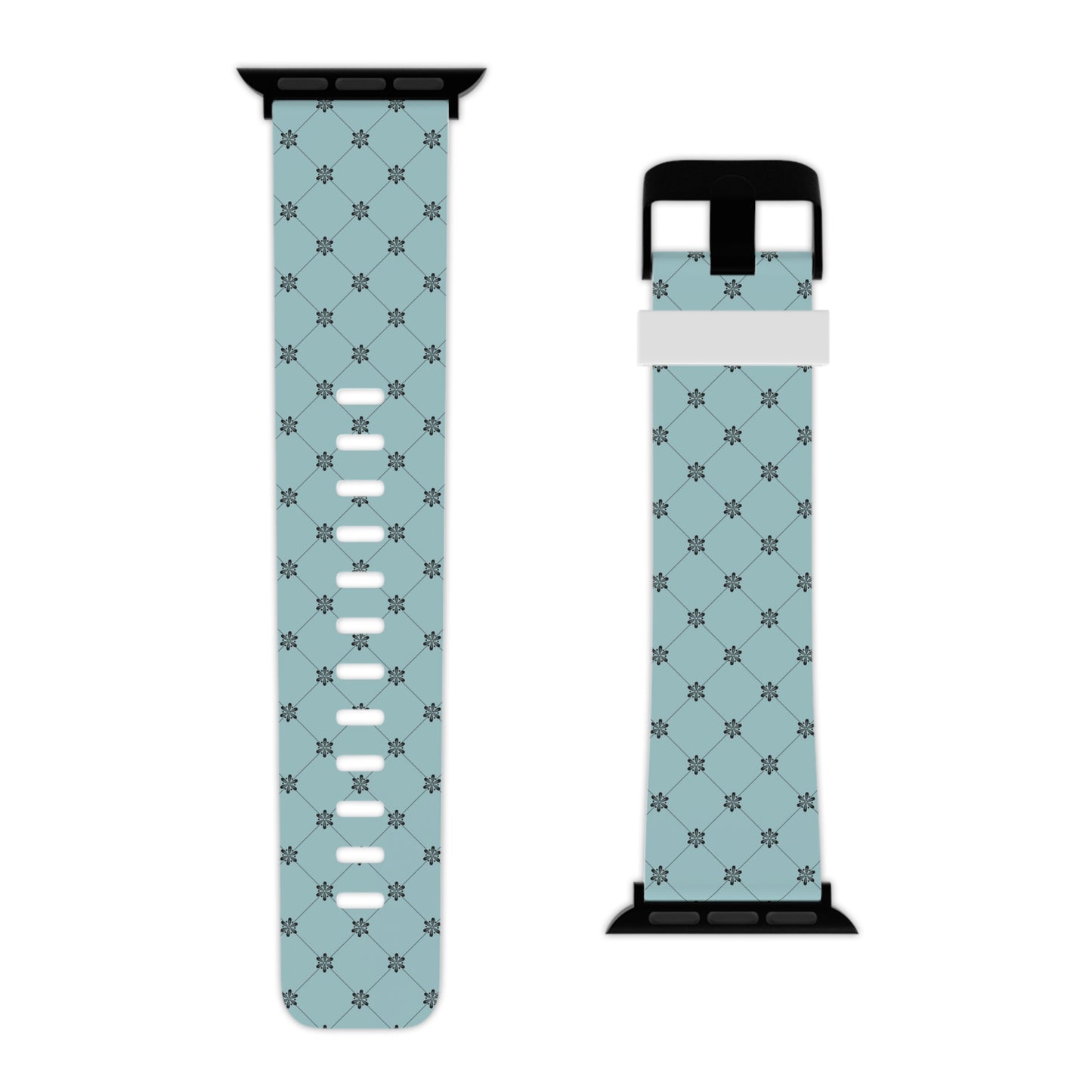 Teal with Black Flower - Watch Band for Apple Watch