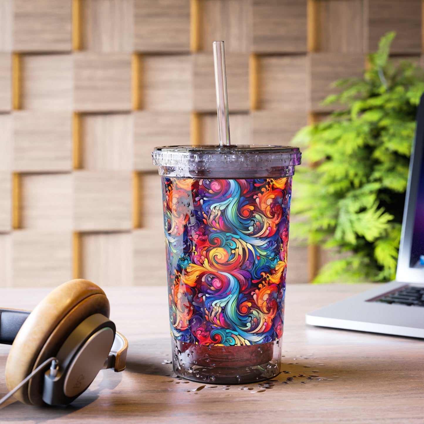 Rainbow Paisley 1.3 - Multicolor - Clear - Suave Acrylic Cup - 16oz