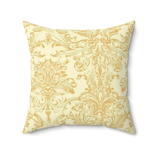 Yellow Damask 16 - Beautiful, Shabby Chic, Boho, Fun - Faux Suede Square Pillow