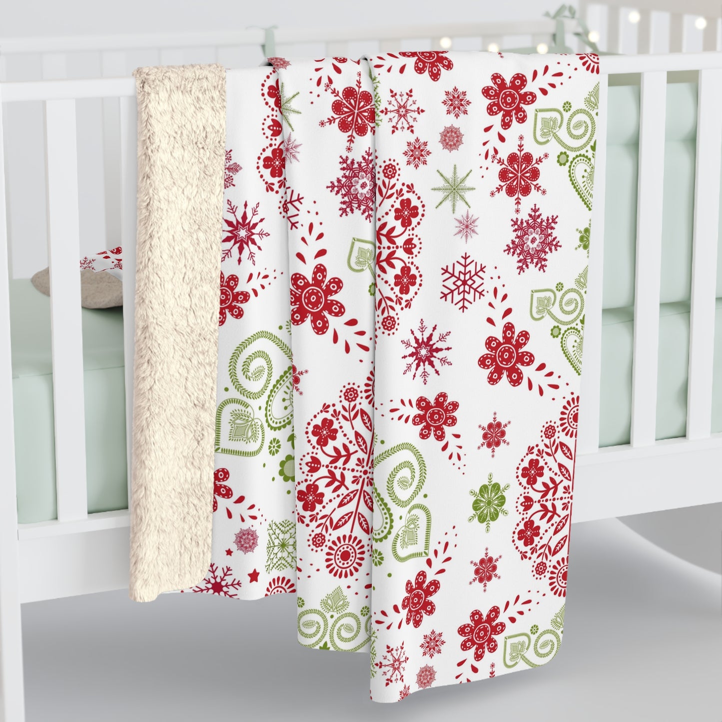 Beautiful, Cozy, Soft - Amazing Hand Drawn Christmas Red and Green Pattern - Sherpa Fleece Blanket